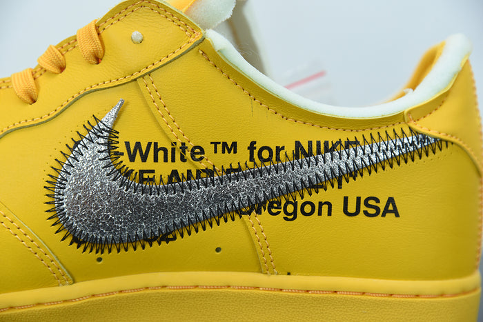 Nike Air Force 1 x Off-White University Gold Metallic Silver.