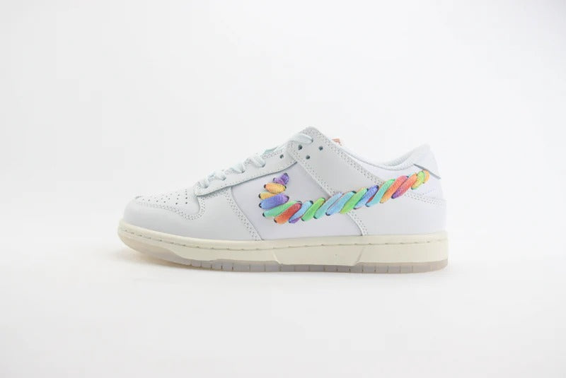 Nike Dunk Low SE Rainbow Lace Swoosh White